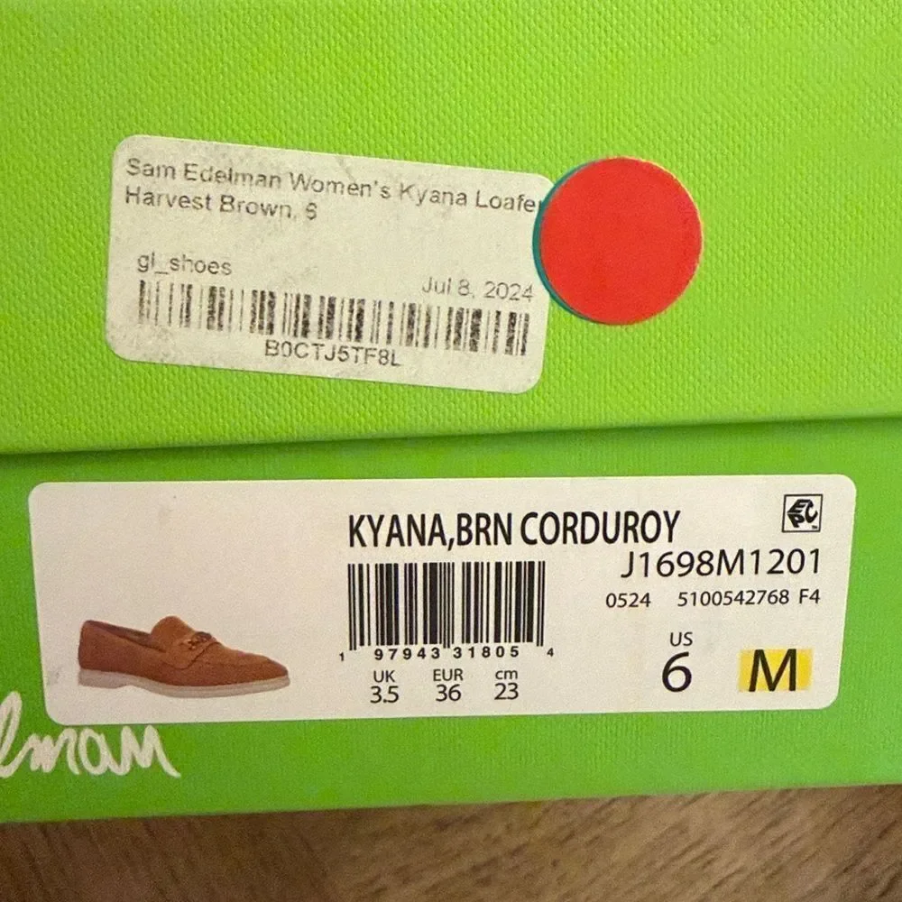 Sam Edelman Kyana Brown Corduroy Loafers.  NEW
